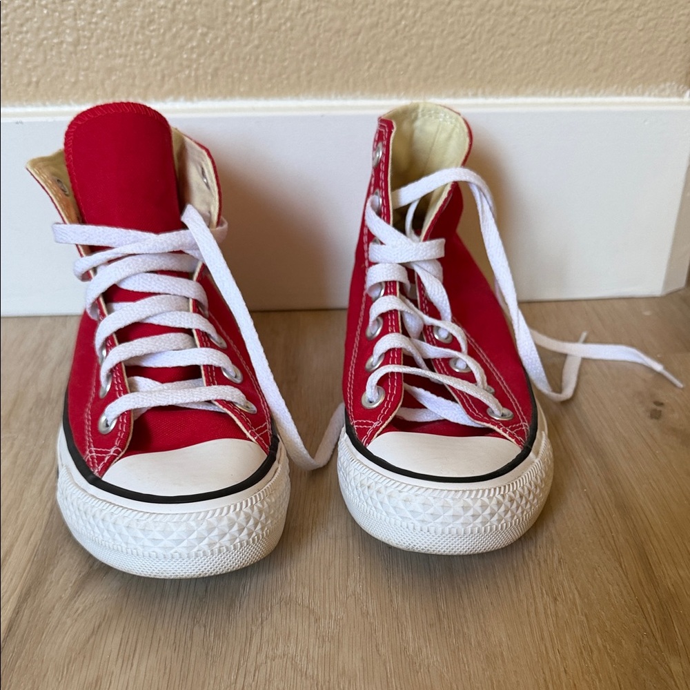 Converse Red High-Tops with White Accents